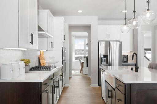 View from kitchen to butler's pantry and dining room