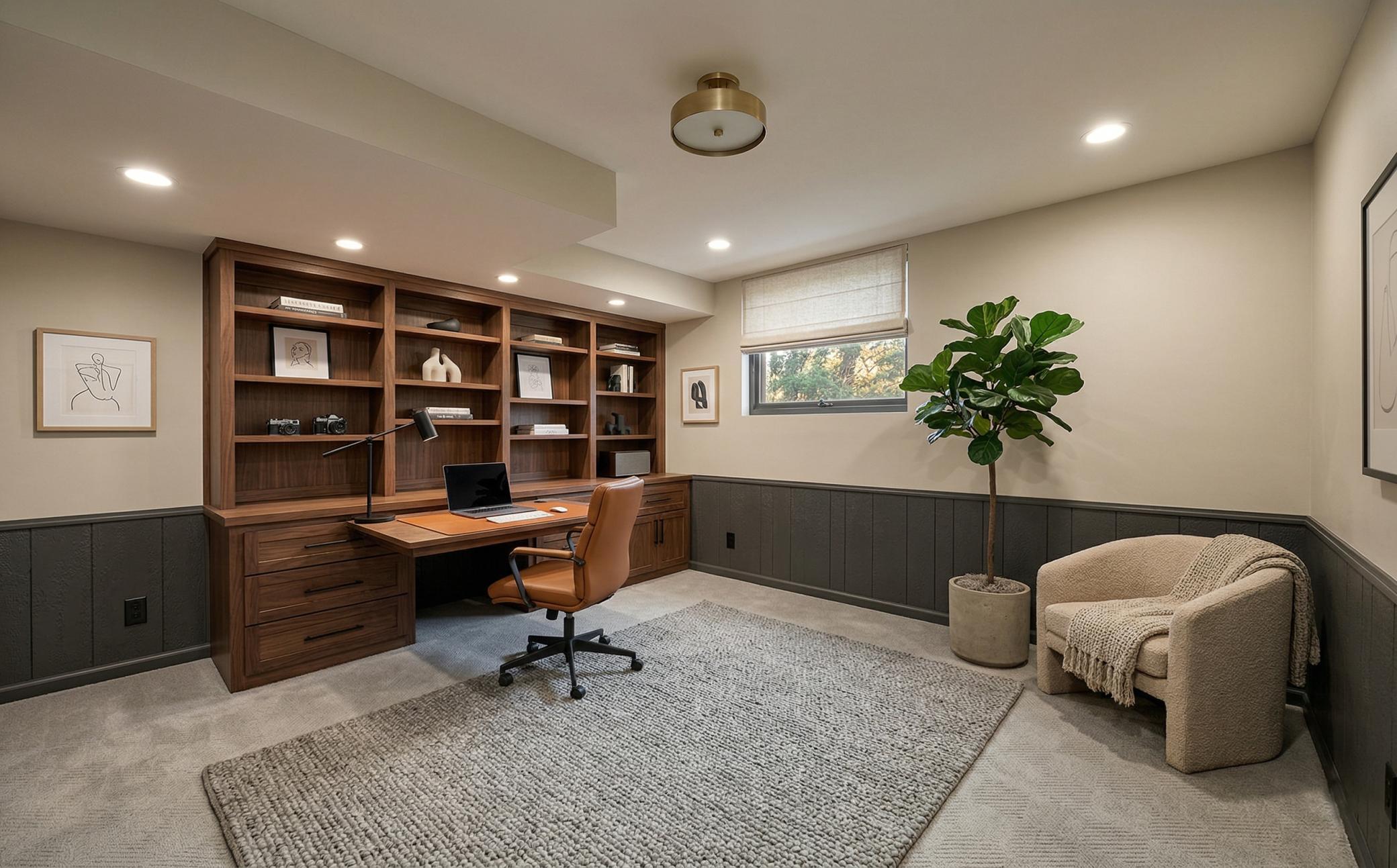 Lower Level Bedroom/Office - Virtually Rendered