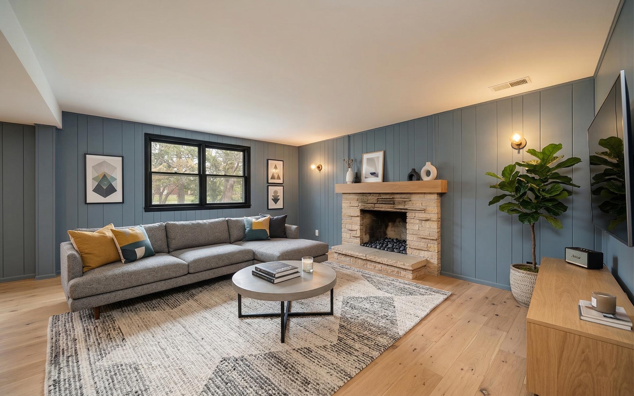 Lower Level Family Room - Virtually Rendered