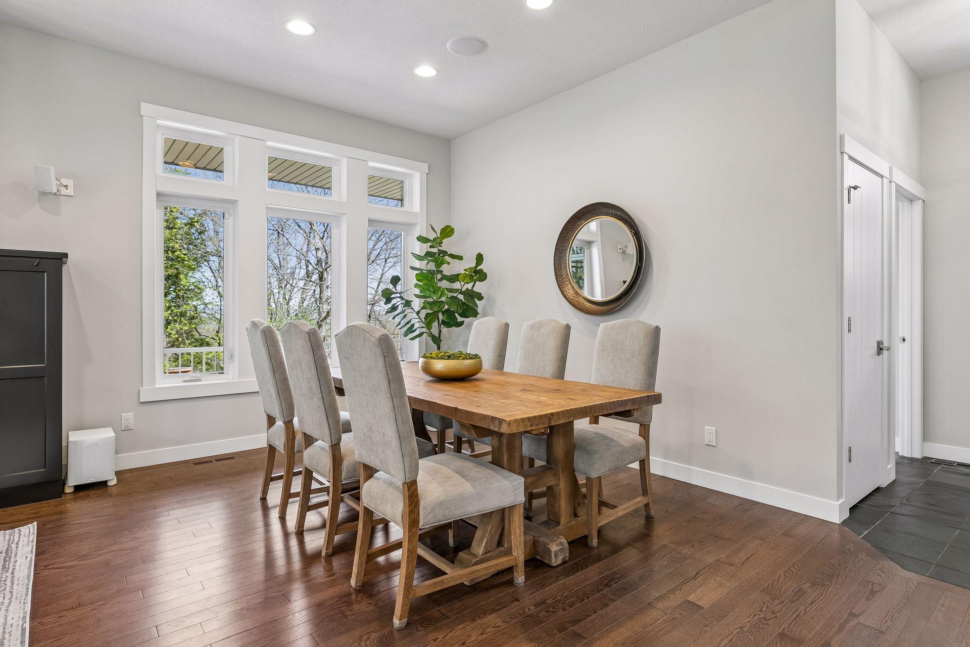 Dining space is adjacent to the living room & kitchen.