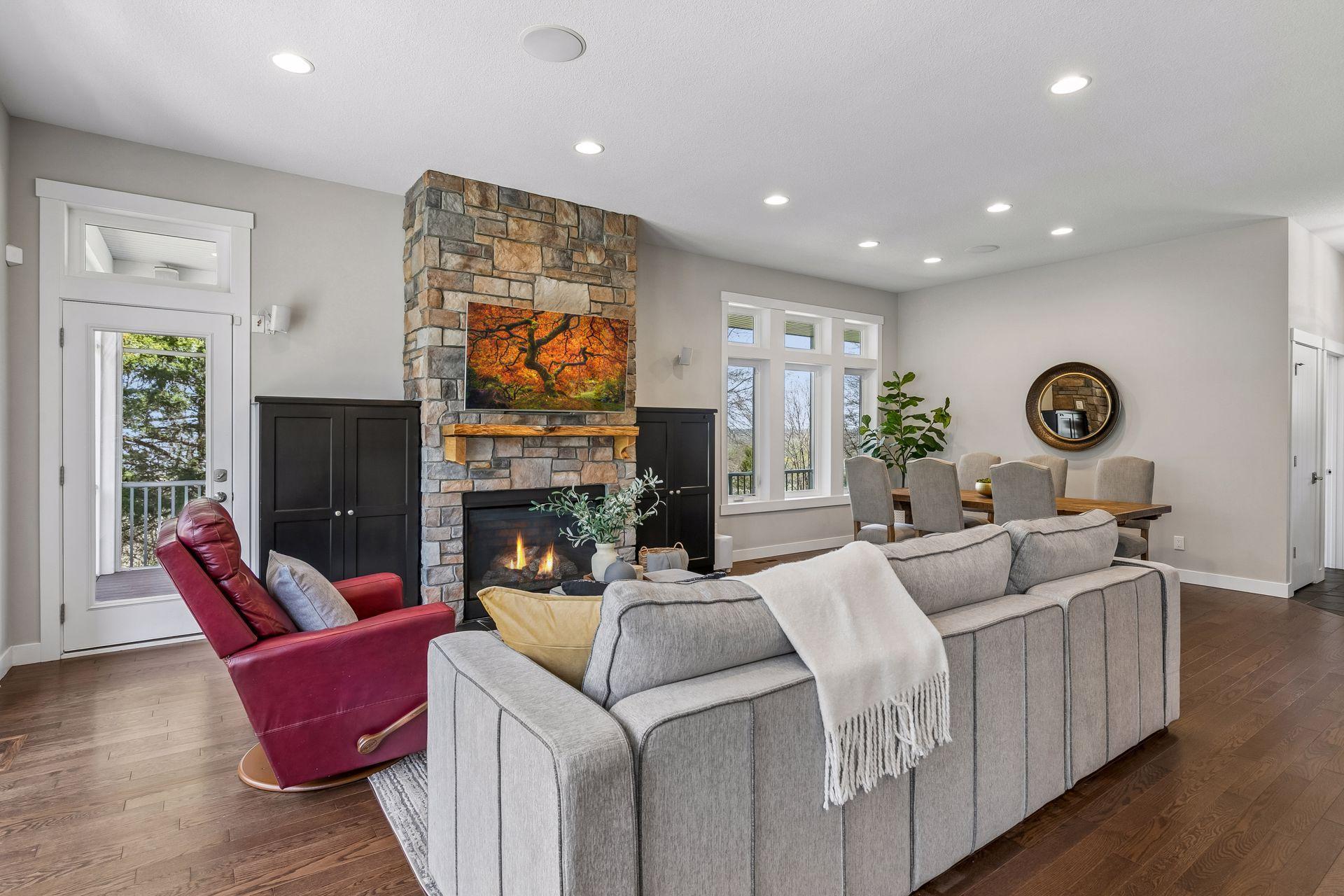 This view of the Living Room shows access to the popular screened porch.