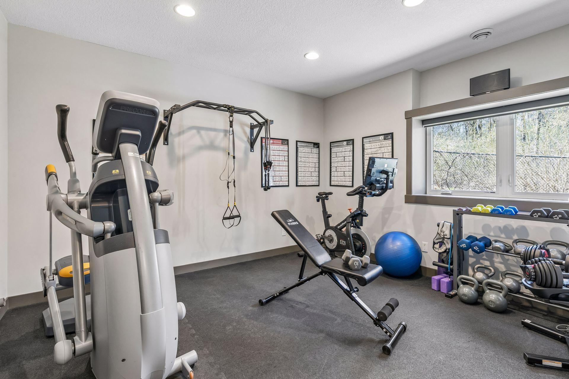 Fitness studio in the lower level.