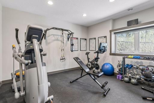 Fitness studio in the lower level.