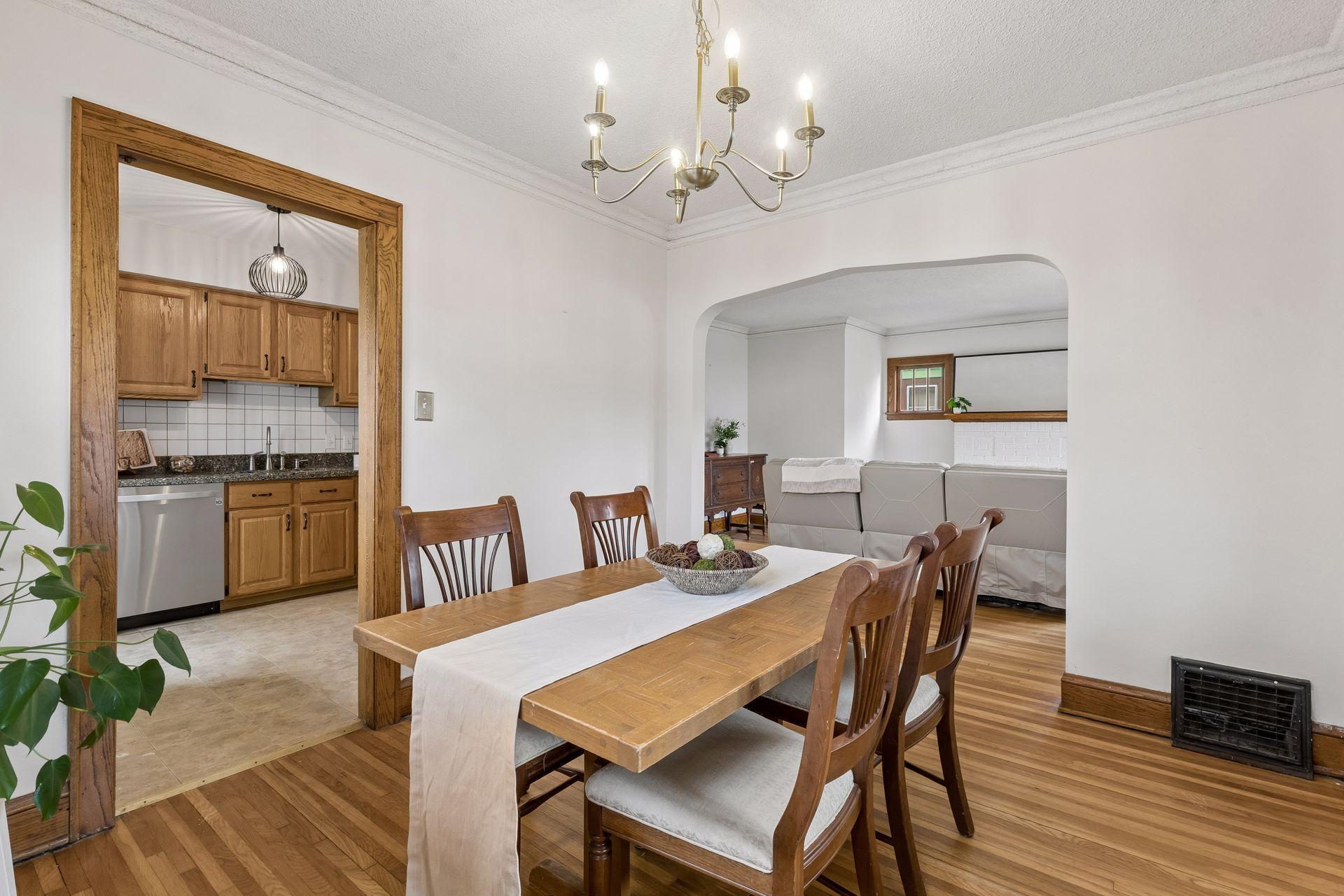 The dining room again, towards the kitchen and living room.