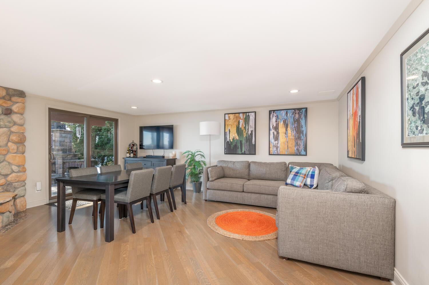 There is also a very comfortable seating area and of course the party can flow outside to the patio and deck!