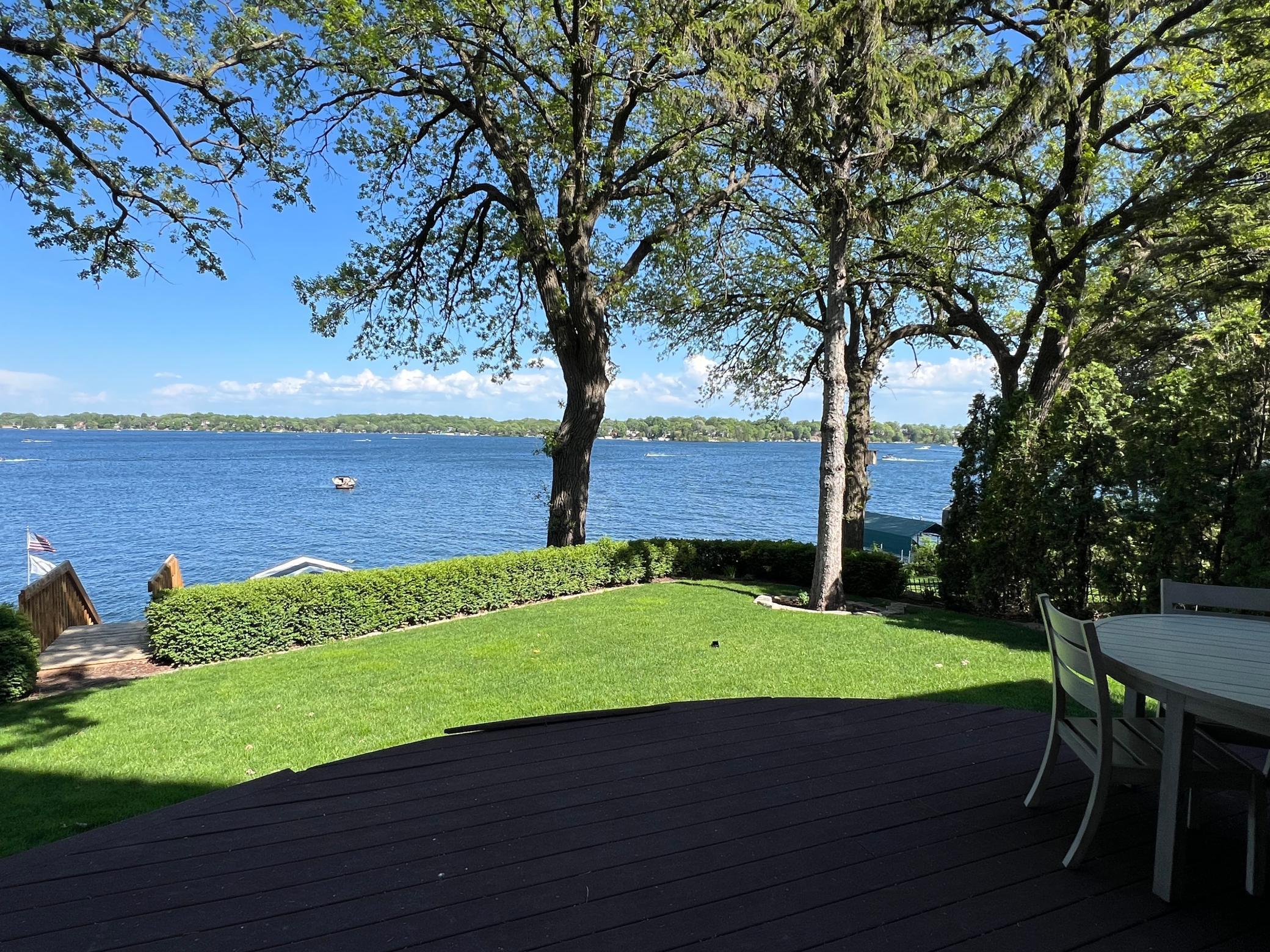 Enjoy the great view and The Spirit of the Lakes fireworks show in July! The nice elevation looks out over the boat canopy!