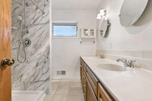 This primary bath was remodeled in 2024.