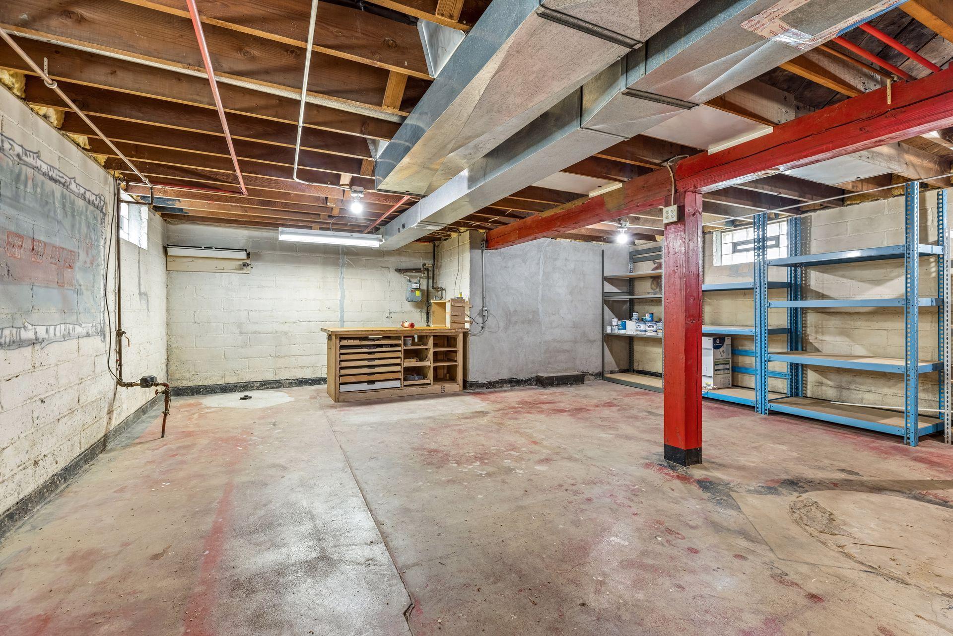 Abundant space for storage, or an area waiting for you to put your home-improvement skills to use