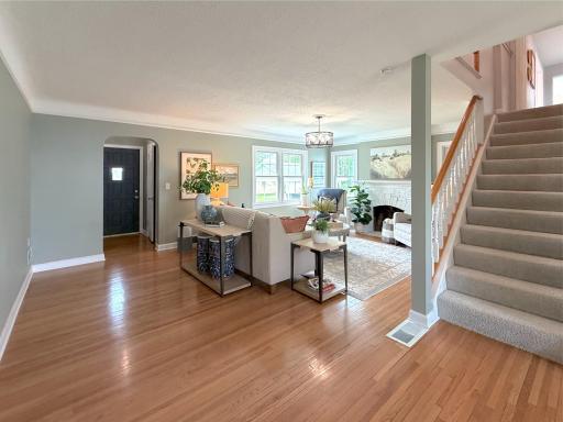 Stylish lighting and soft tones add to the roomâs classic character and charm while wonderful natural light offers a warm, relaxing environment.