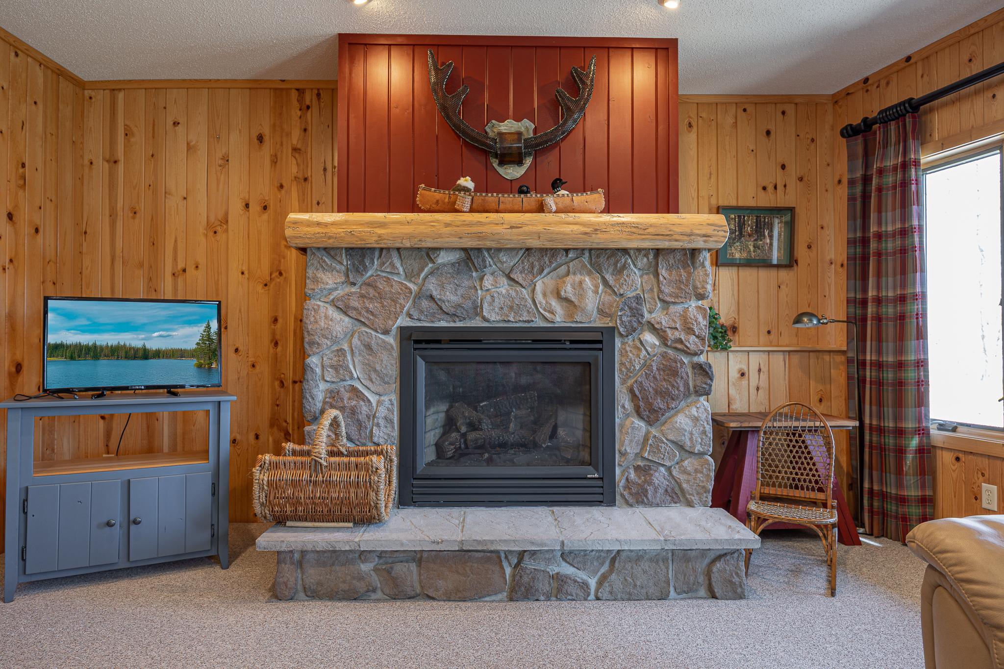 Beautiful stone fireplace