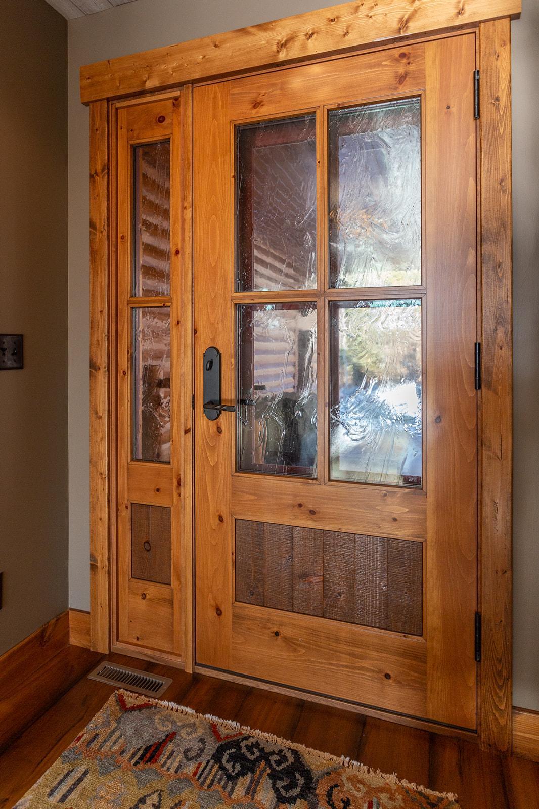 Beautiful front door with custom glass