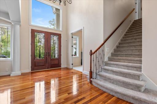 Foyer with eco friendly eucalyptus hardwood flooring
