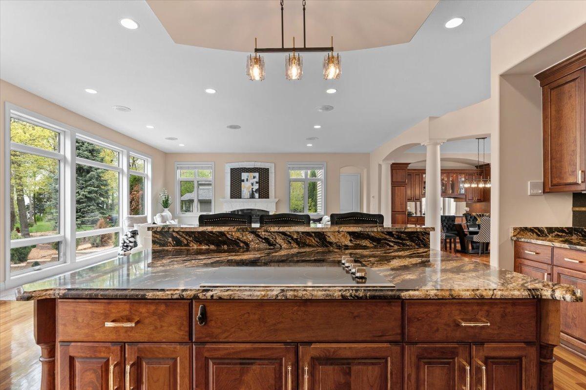 Kitchen with granite countertops and stainless steel appliances