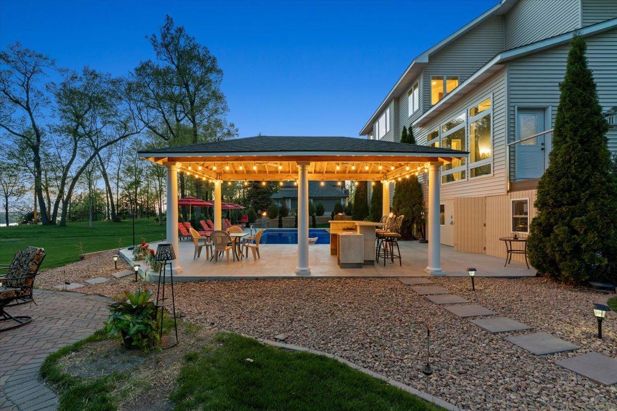 20' x 13' Outdoor Pool Gazebo with 2 fans, custom granite and tile wet bar