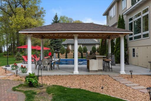 20' x 13' Outdoor Pool Gazebo with 2 fans, custom granite and tile wet bar