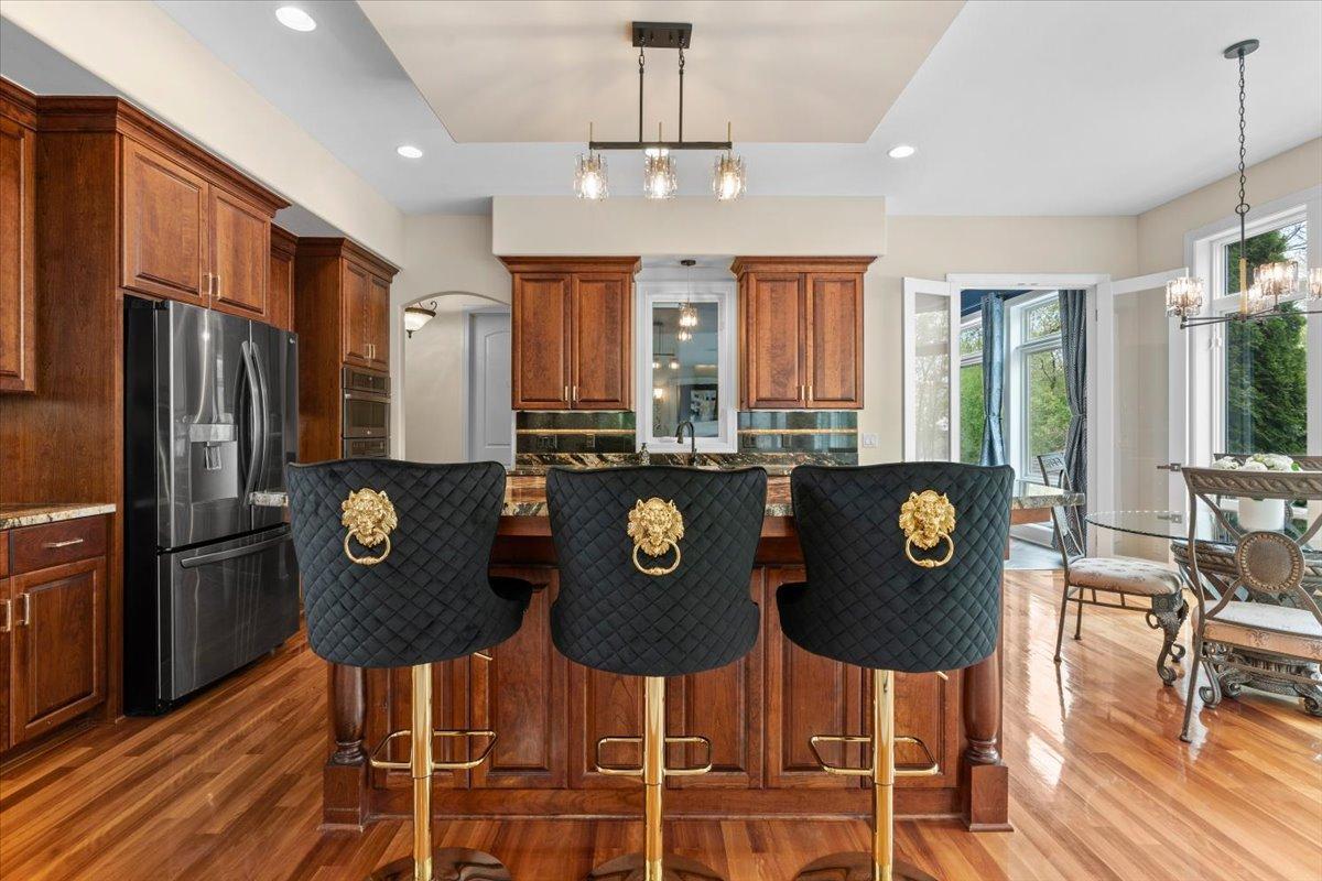 Kitchen Island with custom lit up cabinetry