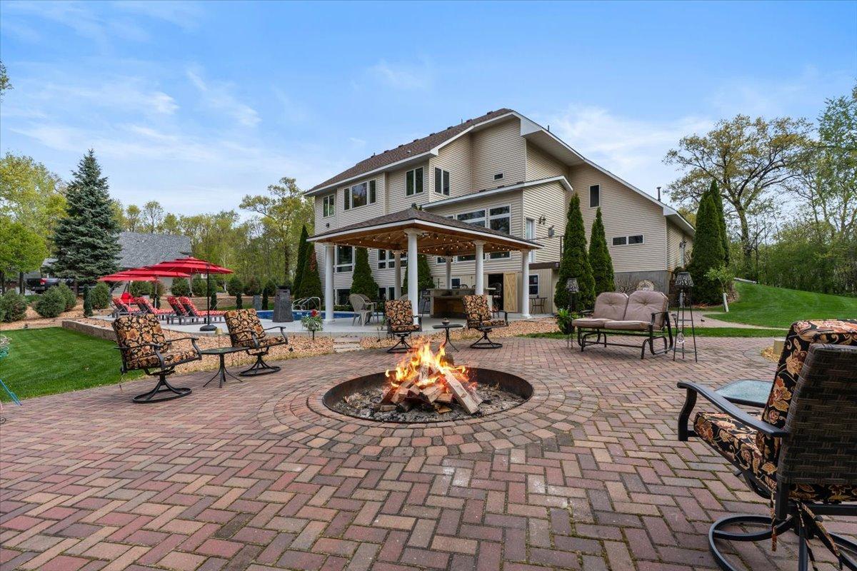 Paved walkway to 6' diameter custom backyard fire pit