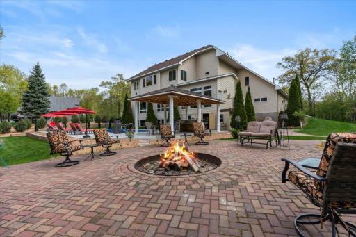 Paved walkway to 6' diameter custom backyard fire pit