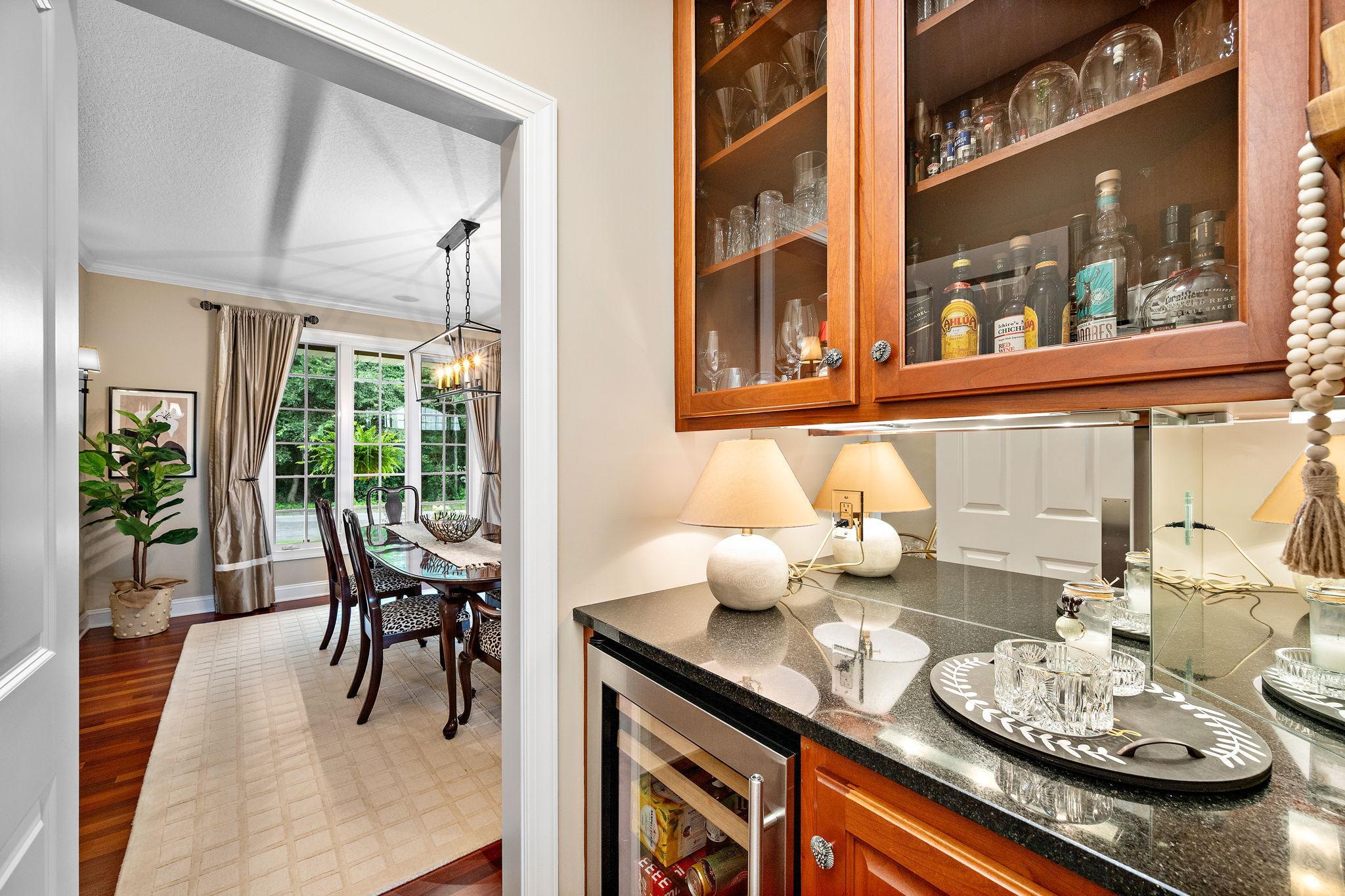 The handy butler's pantry is complete with a beverage refrigerator