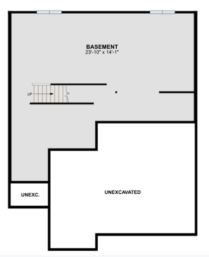 Unfinished basement layout - Home includes plumbing rough-ins for a future bathroom and bedroom!