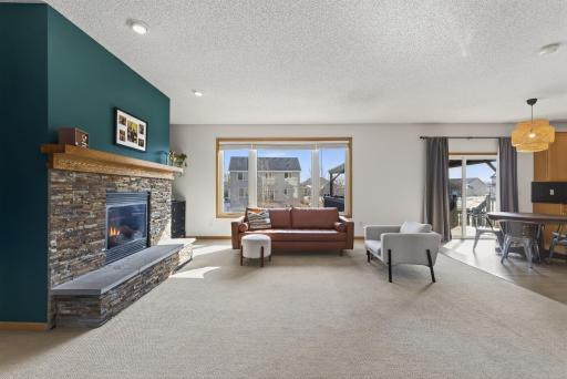 Focal point in the Great Room is the cozy gas fireplace not to mention the oversized windows!