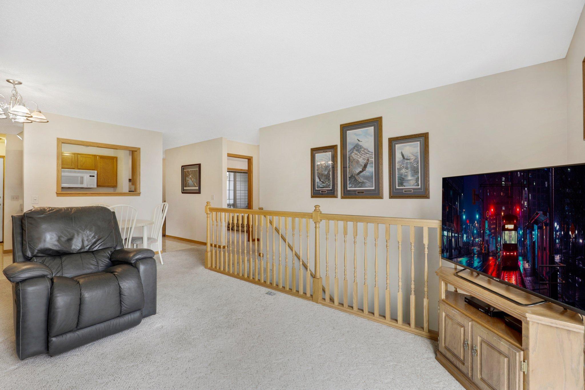 Living room view to stairway