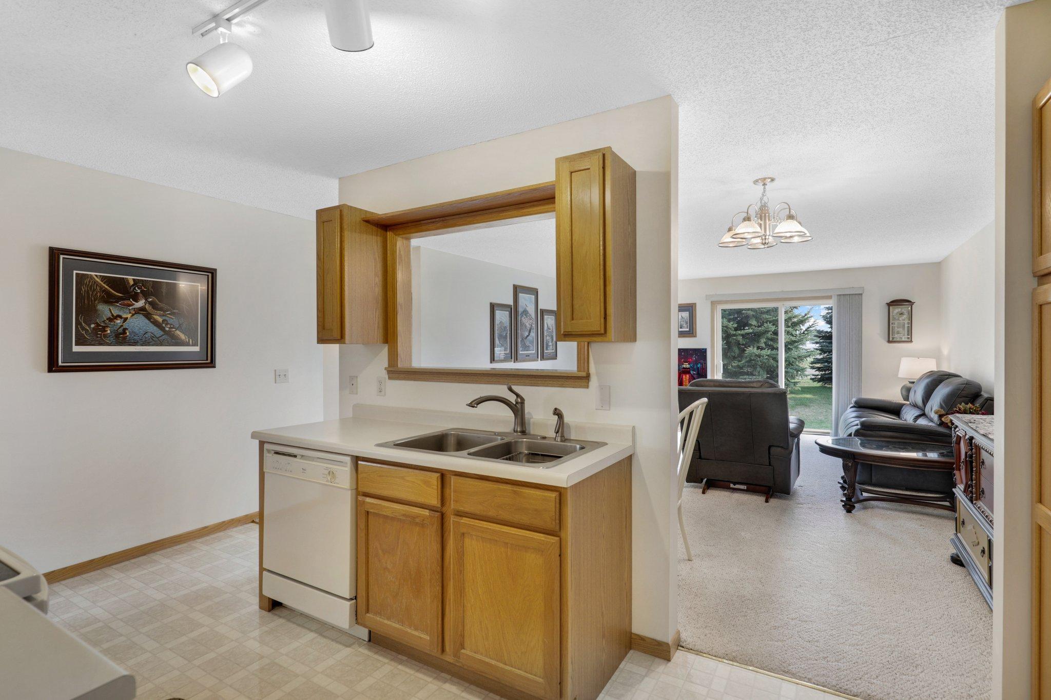 Kitchen view to living room