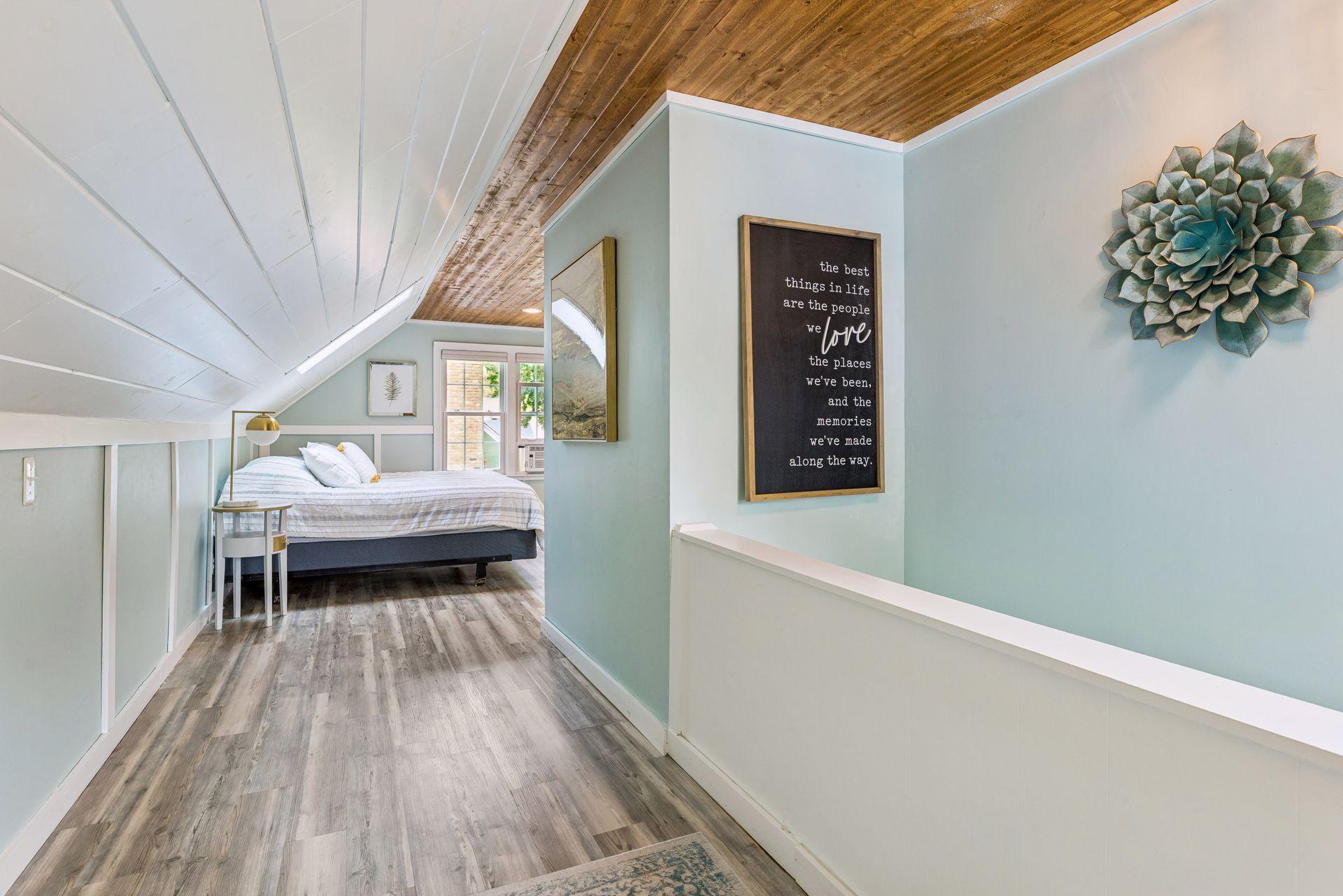 Primary suite will comfortably fit a queen or king sized bed set.