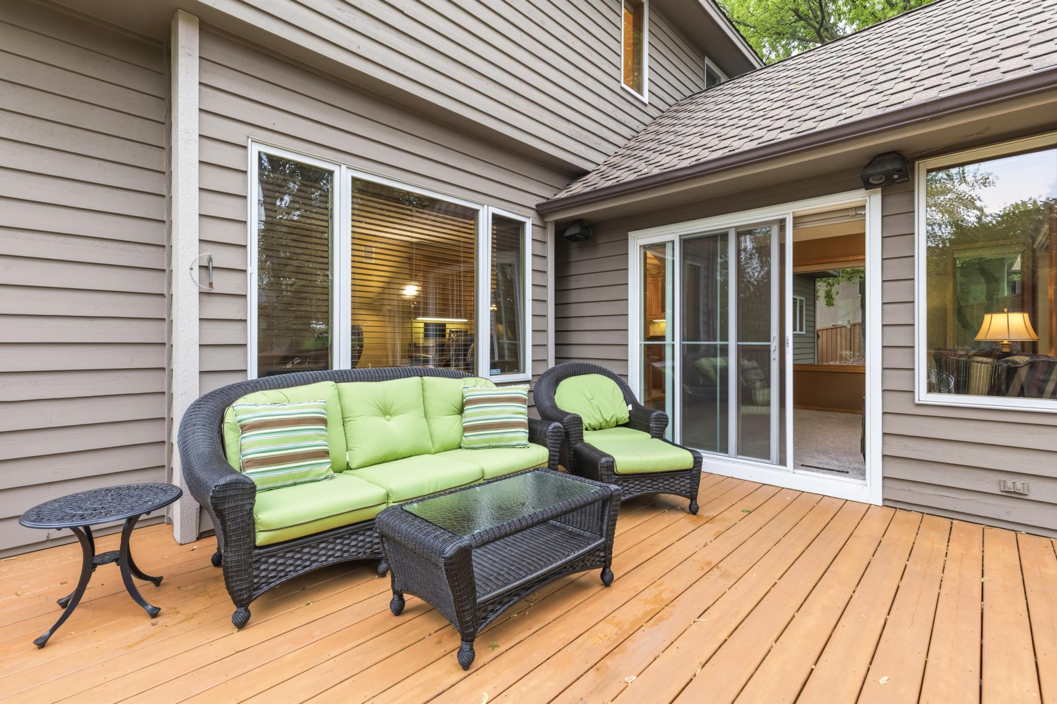Another view of the deck showing how accessible it is to the sunroom.