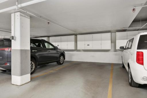 Parking Space #44 & storage cabinets.