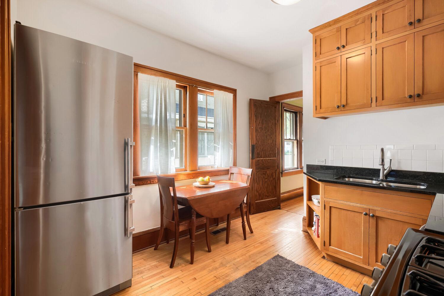 Stainless steel appliances and granite countertops
