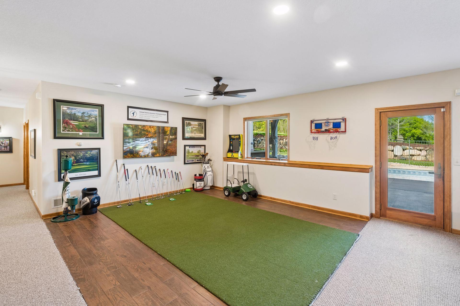 Practice your putting...or make this space into something you love (eating area, poker table, endless choices)