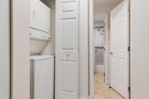 In-unit laundry is just off the bedroom and bathroom.