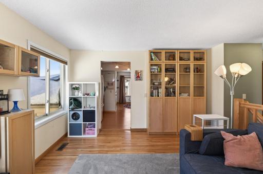 The living room flows into the kitchen- perfect for entertaining