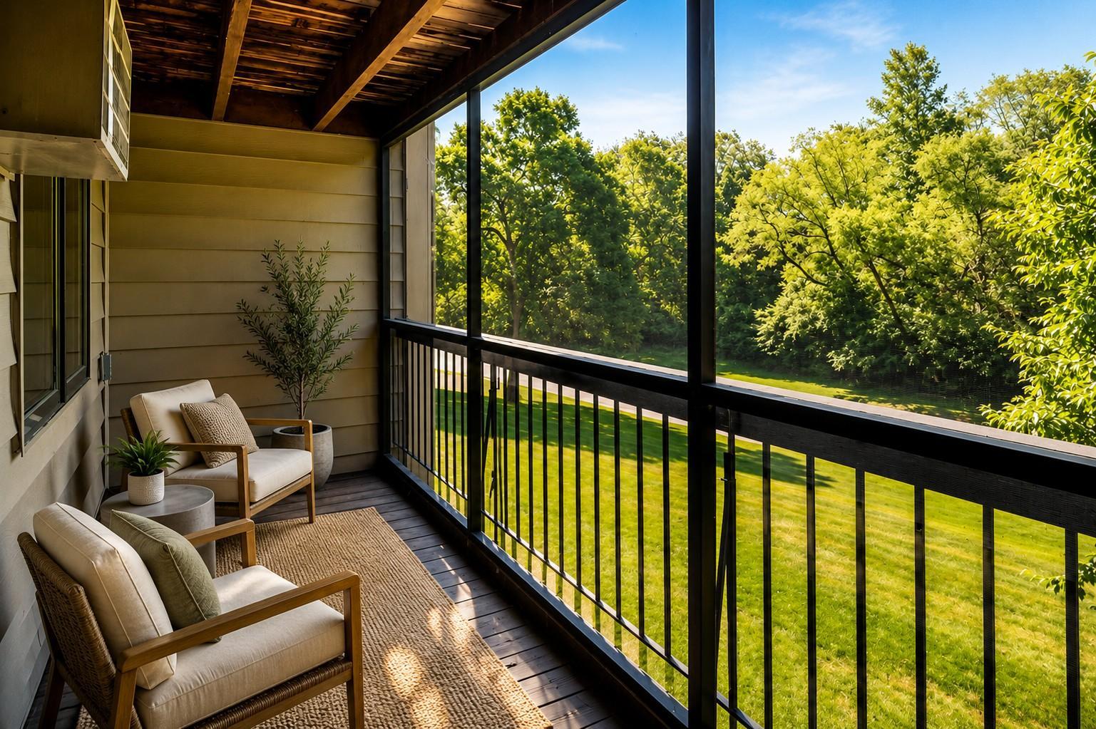 Virtually staged huge private deck perfect for morning coffee or evening relaxation!