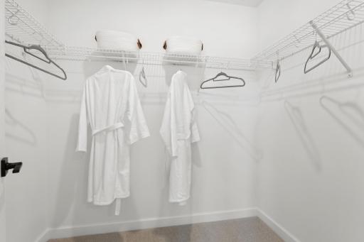 (Photo of model home, finishes will vary) The walk-in closets offer plenty of storage space