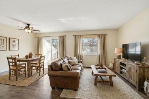 Virtually staged Livingroom and Dining area