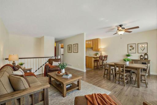 Another Virtually staged Living room, Dining room to kitchen