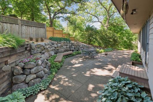 The private patio provides ample space for outdoor dining and entertaining.