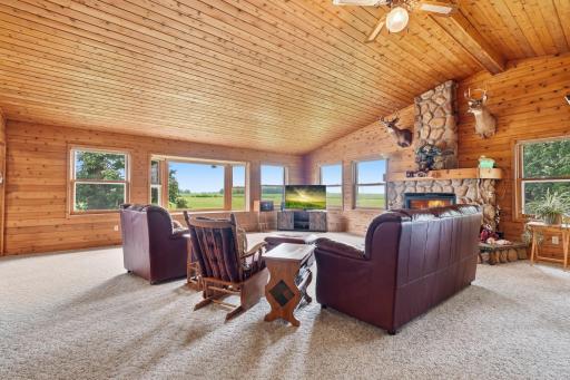 Living room looks out front yard