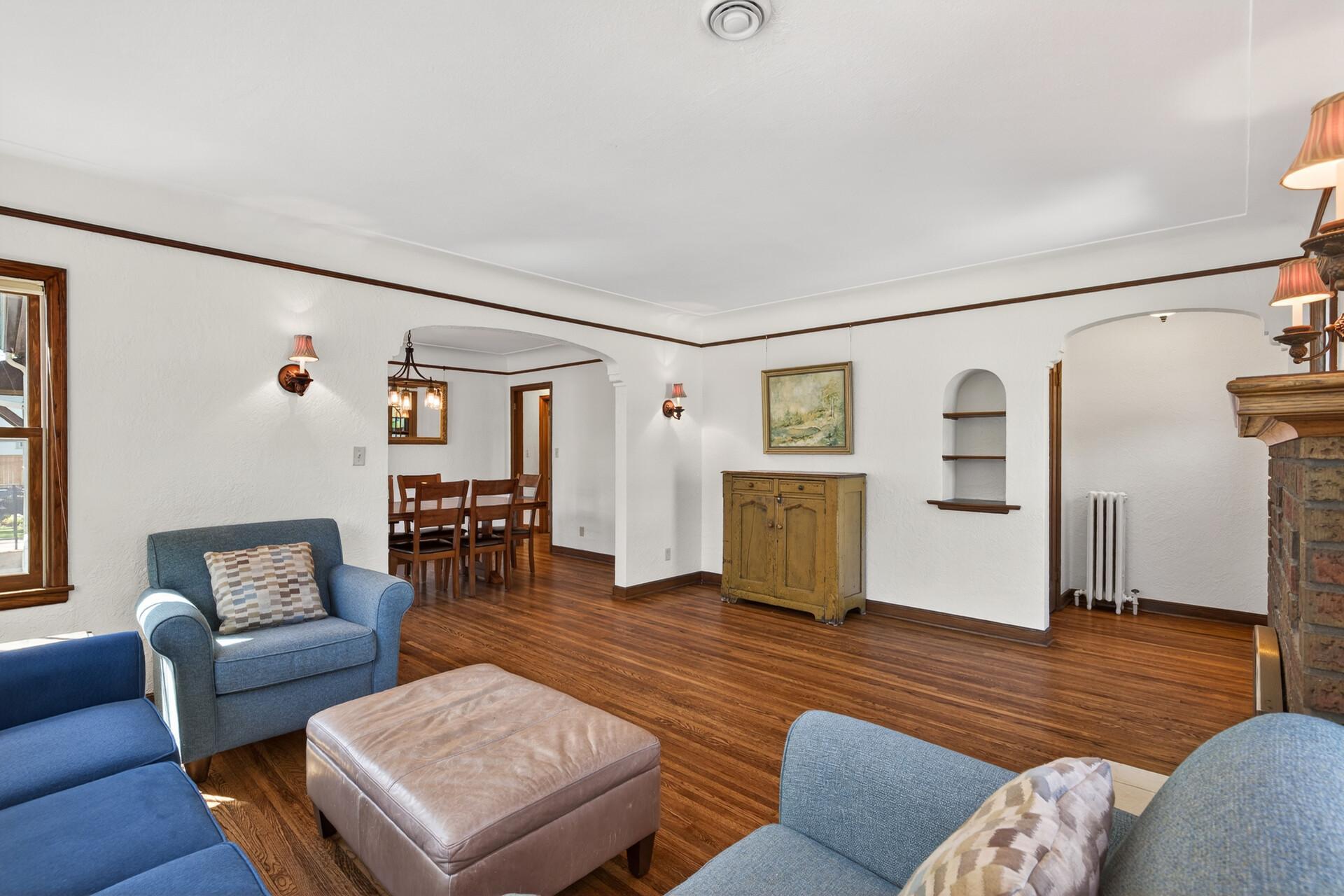 Living room facing dining room