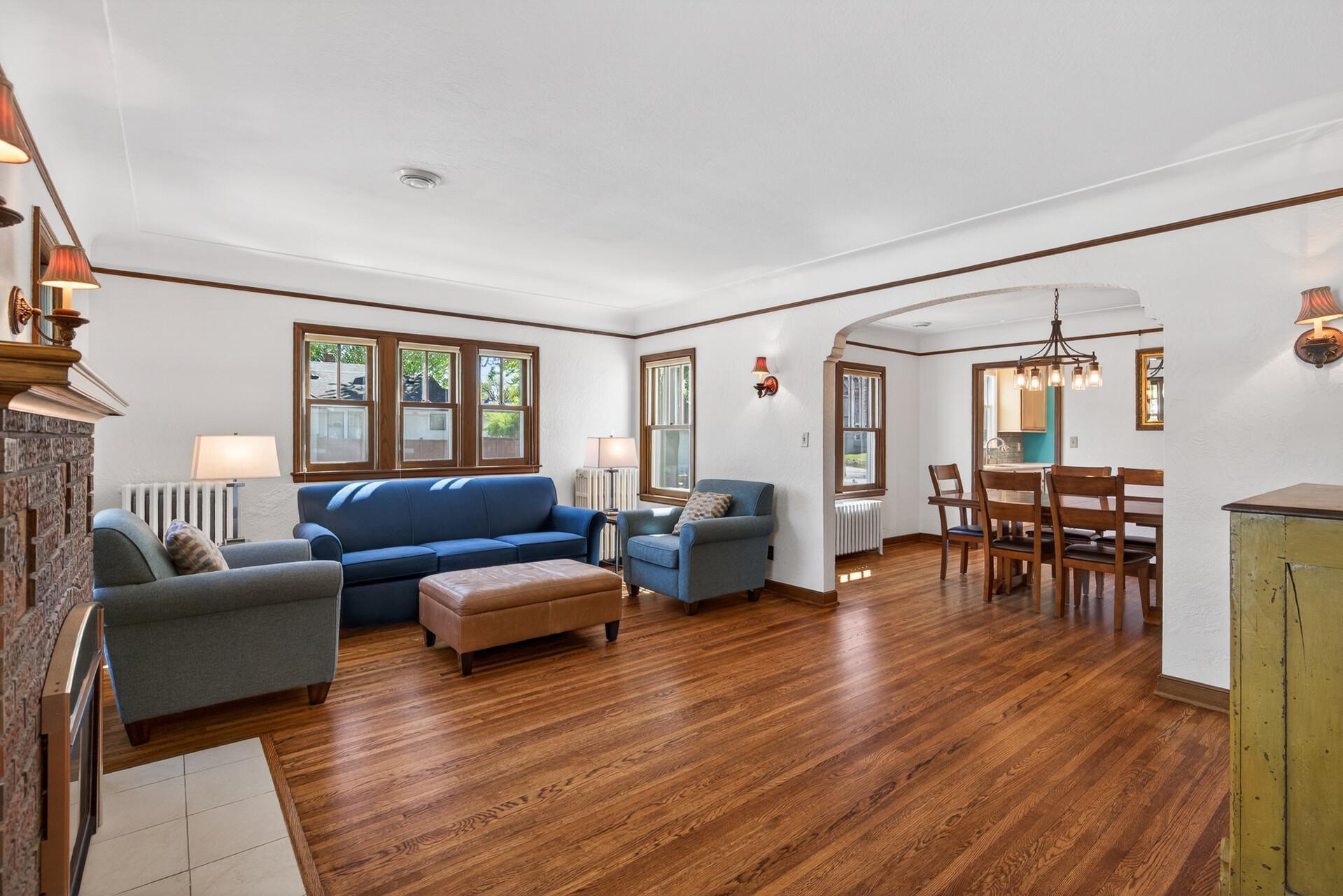 Living room facing dining room