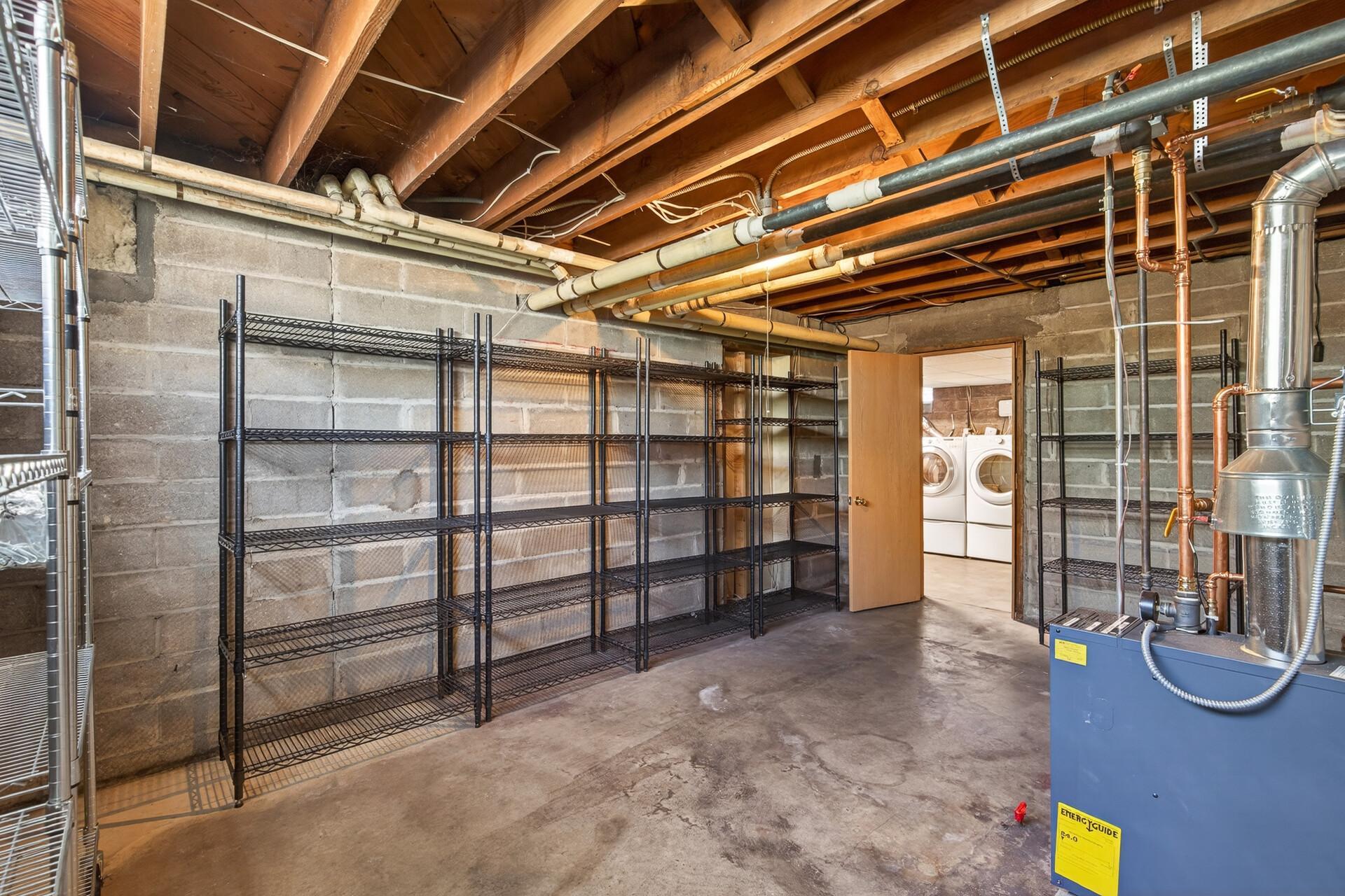 Lower level storage & mechanical space
