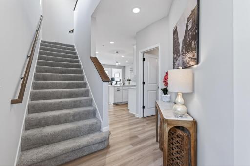 Foyer view of stairs leading to the bedrooms