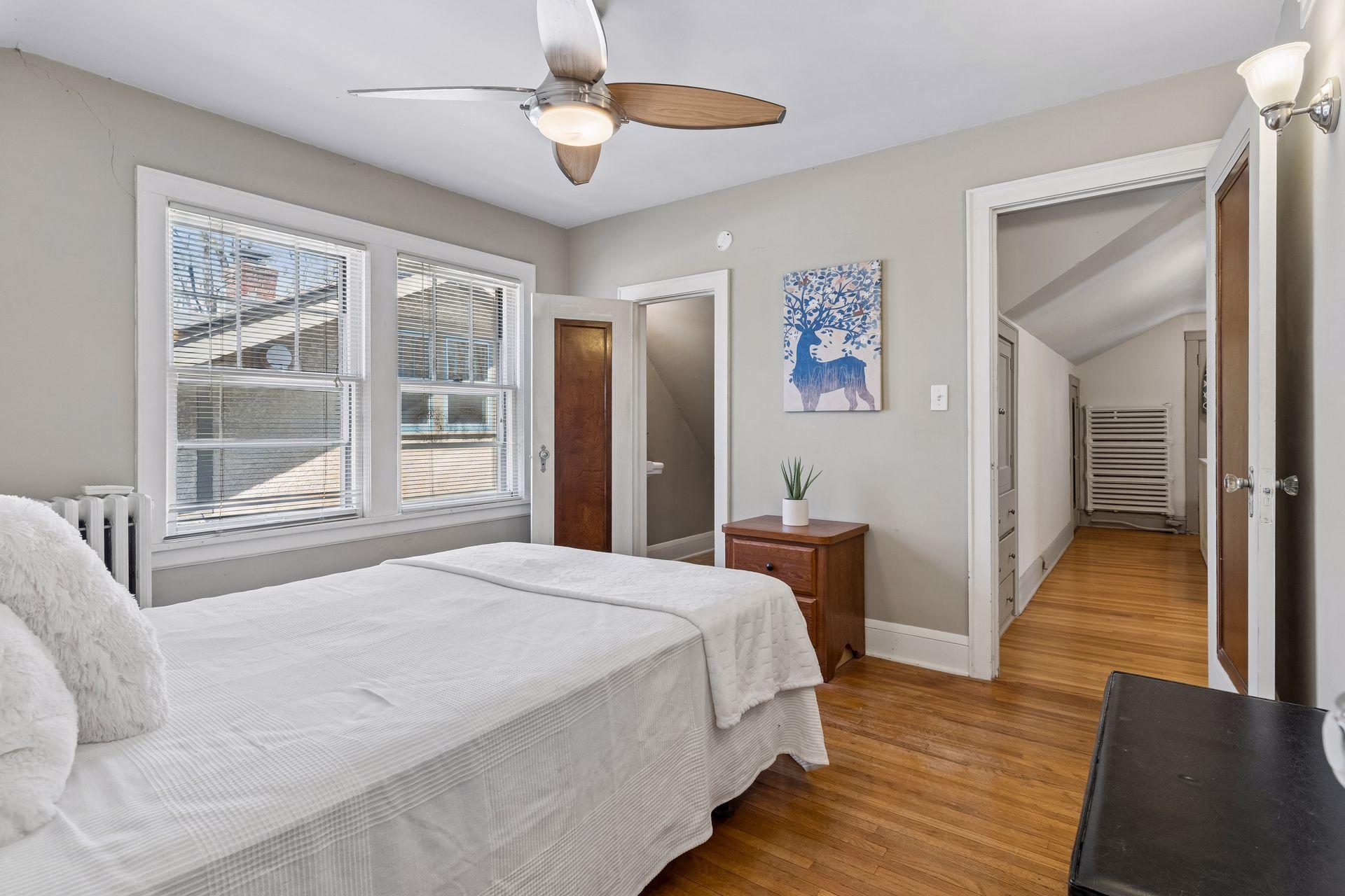 Half bathroom is attached to this bedroom.