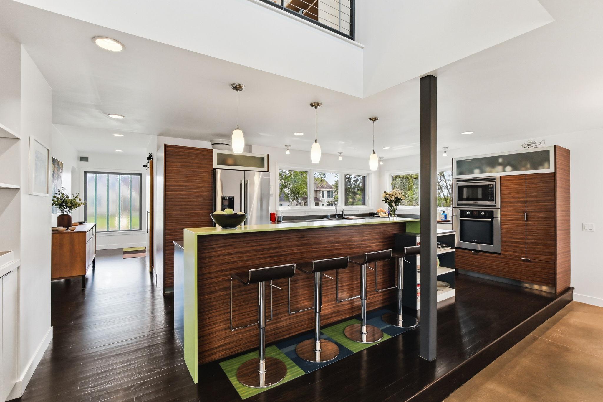 Chef's kitchen with fun breakfast bar for a quick bite and easy clean up!