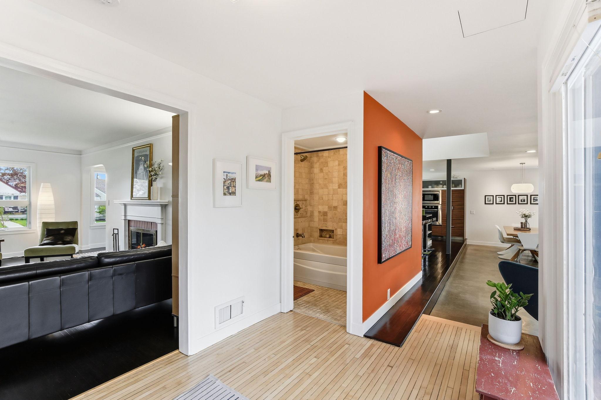 Main floor, full bath is just outside the bonus room!