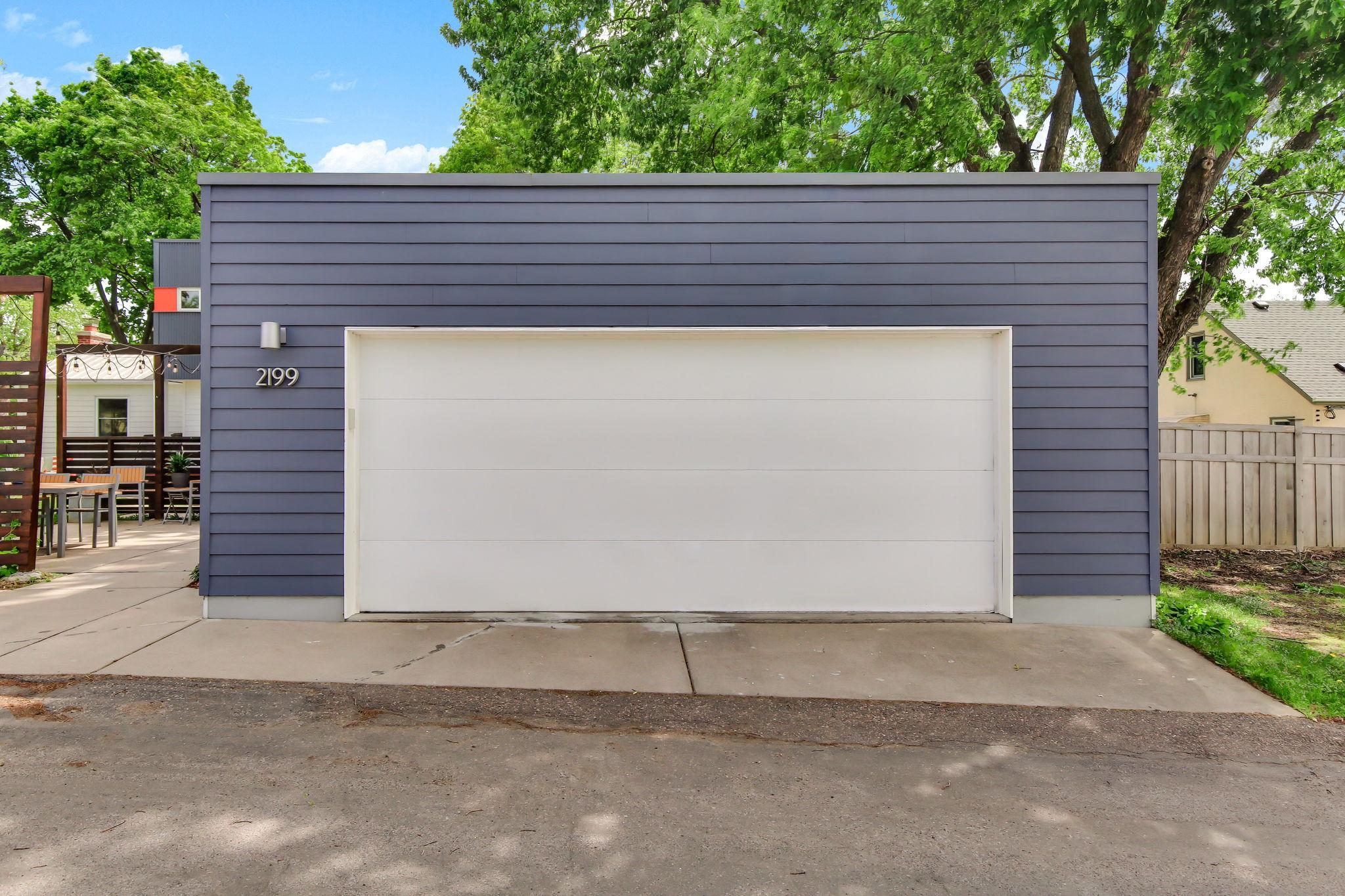 2 stall garage with extra storage room!