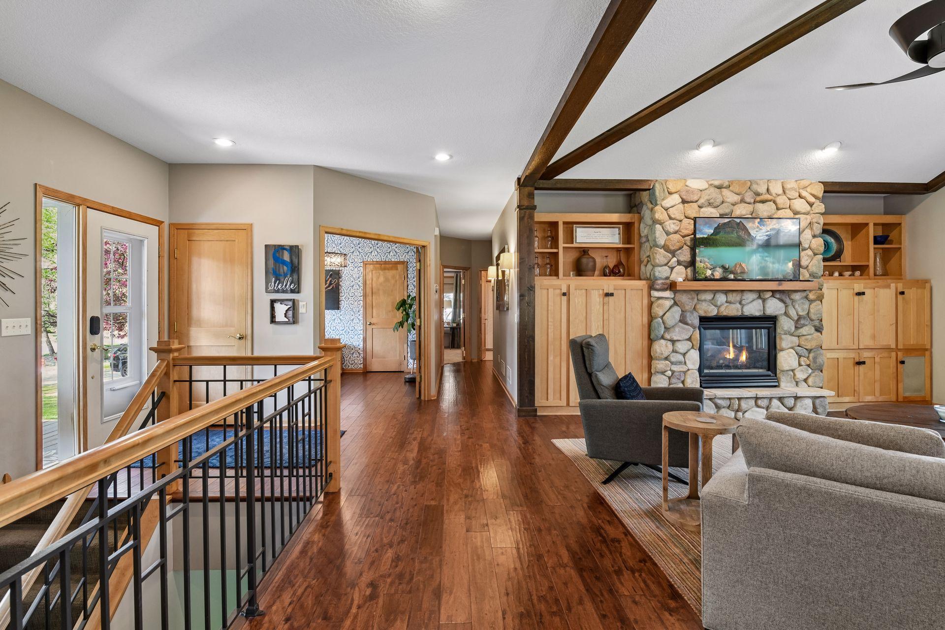kitchen to family room to den to 2 bedrooms
