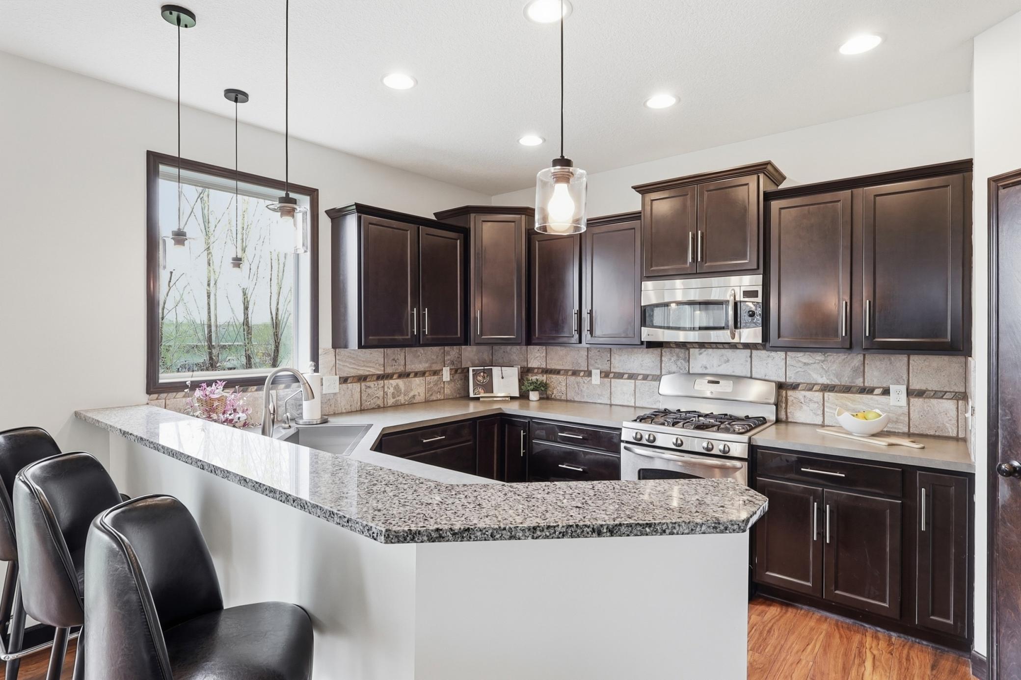The breakfast bar is perfect for everyday dining